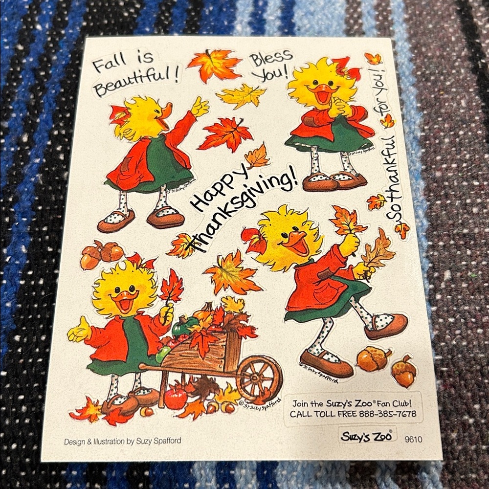 Suzy's Zoo Thanksgiving Sticker Sheet